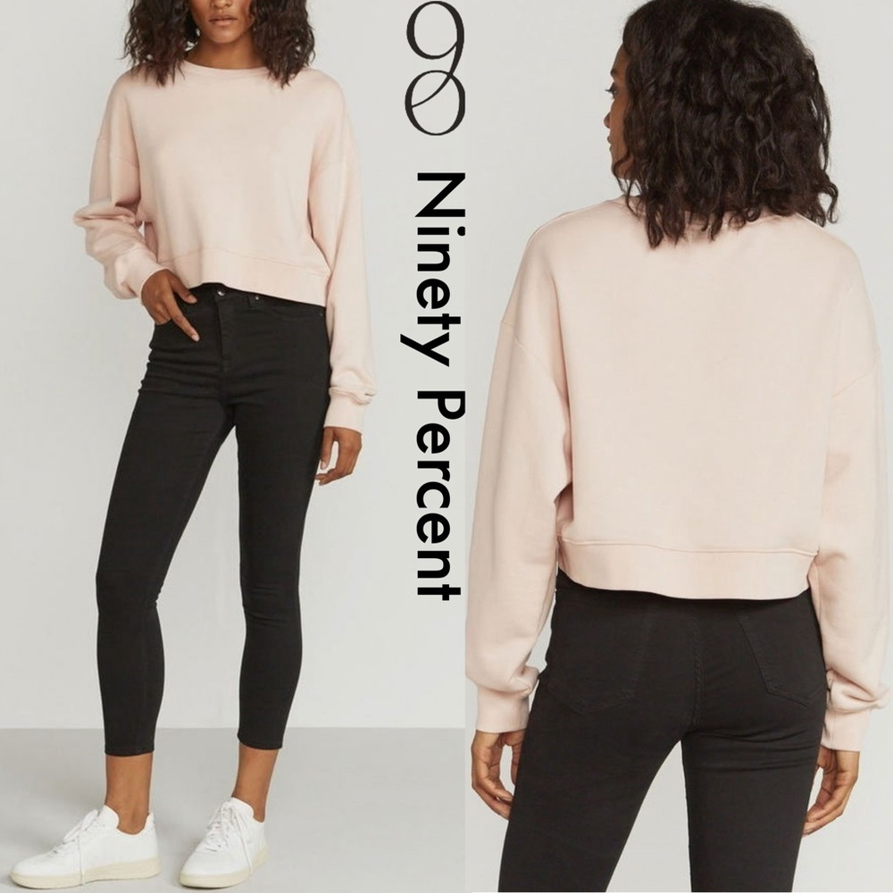 Ninety Percent Pink Sweatshirt Boxy Oversized Athleisure Organic Cotton Pullover